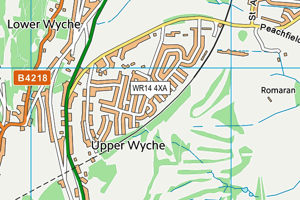 WR14 4XA map - OS VectorMap District (Ordnance Survey)
