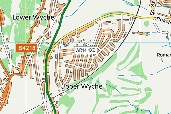 WR14 4XD map - OS VectorMap District (Ordnance Survey)