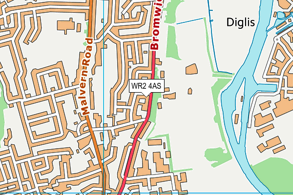 WR2 4AS map - OS VectorMap District (Ordnance Survey)