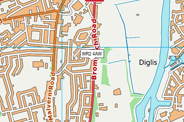WR2 4AW map - OS VectorMap District (Ordnance Survey)