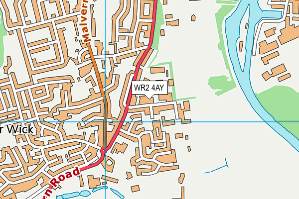 WR2 4AY map - OS VectorMap District (Ordnance Survey)