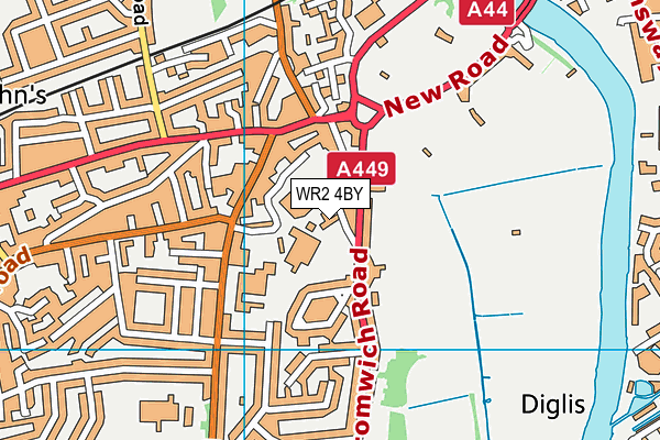 WR2 4BY map - OS VectorMap District (Ordnance Survey)
