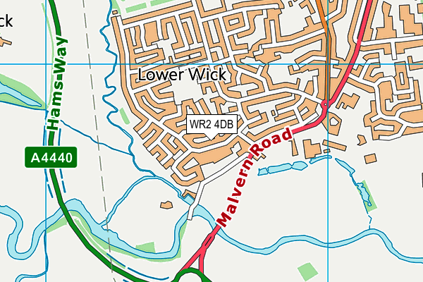 WR2 4DB map - OS VectorMap District (Ordnance Survey)