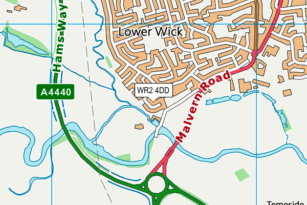 WR2 4DD map - OS VectorMap District (Ordnance Survey)