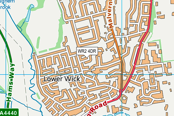 WR2 4DR map - OS VectorMap District (Ordnance Survey)