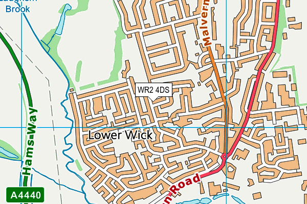 WR2 4DS map - OS VectorMap District (Ordnance Survey)