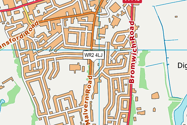 WR2 4LJ map - OS VectorMap District (Ordnance Survey)