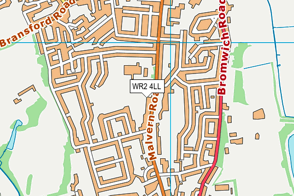 WR2 4LL map - OS VectorMap District (Ordnance Survey)