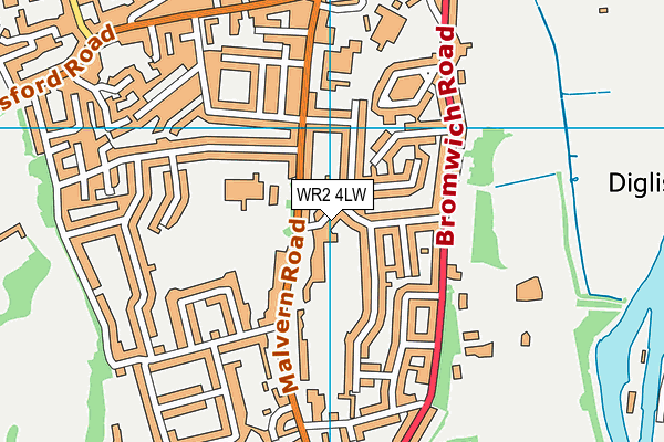 WR2 4LW map - OS VectorMap District (Ordnance Survey)