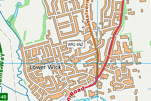 WR2 4NZ map - OS VectorMap District (Ordnance Survey)