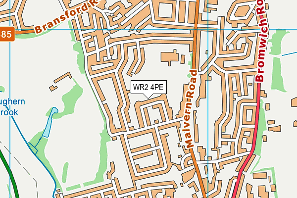 WR2 4PE map - OS VectorMap District (Ordnance Survey)