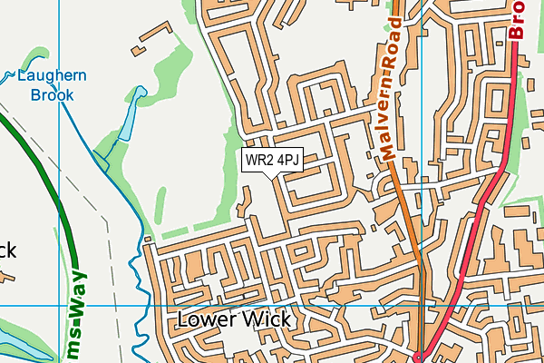 WR2 4PJ map - OS VectorMap District (Ordnance Survey)