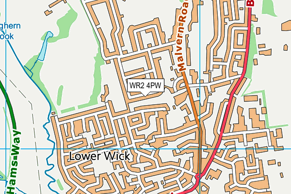 WR2 4PW map - OS VectorMap District (Ordnance Survey)