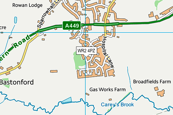 WR2 4PZ map - OS VectorMap District (Ordnance Survey)