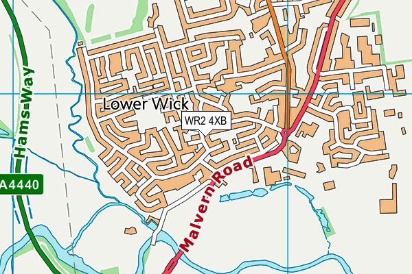WR2 4XB map - OS VectorMap District (Ordnance Survey)