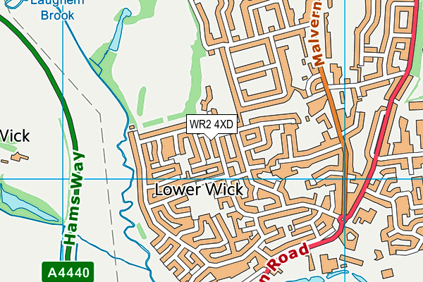 WR2 4XD map - OS VectorMap District (Ordnance Survey)