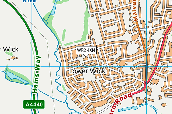 WR2 4XN map - OS VectorMap District (Ordnance Survey)