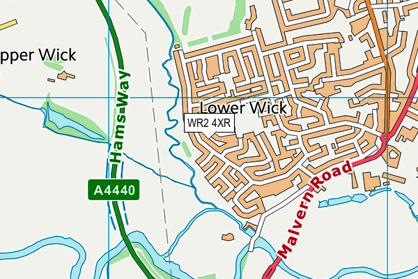 WR2 4XR map - OS VectorMap District (Ordnance Survey)