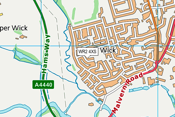 WR2 4XS map - OS VectorMap District (Ordnance Survey)
