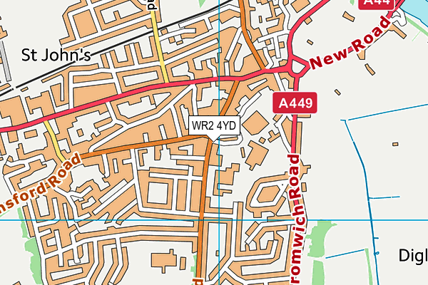 WR2 4YD map - OS VectorMap District (Ordnance Survey)