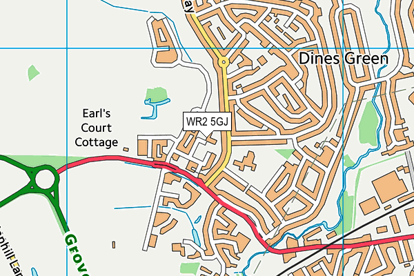 WR2 5GJ map - OS VectorMap District (Ordnance Survey)
