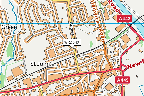 WR2 5HX map - OS VectorMap District (Ordnance Survey)