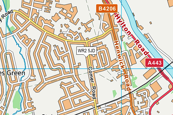 WR2 5JD map - OS VectorMap District (Ordnance Survey)