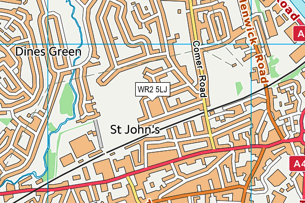 WR2 5LJ map - OS VectorMap District (Ordnance Survey)