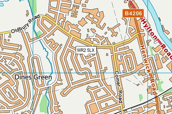 WR2 5LX map - OS VectorMap District (Ordnance Survey)