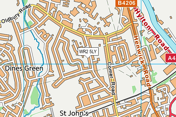 WR2 5LY map - OS VectorMap District (Ordnance Survey)