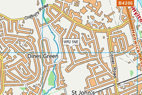 WR2 5NE map - OS VectorMap District (Ordnance Survey)