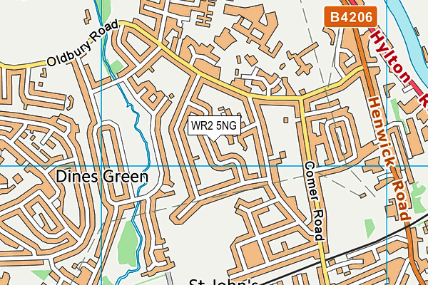 WR2 5NG map - OS VectorMap District (Ordnance Survey)