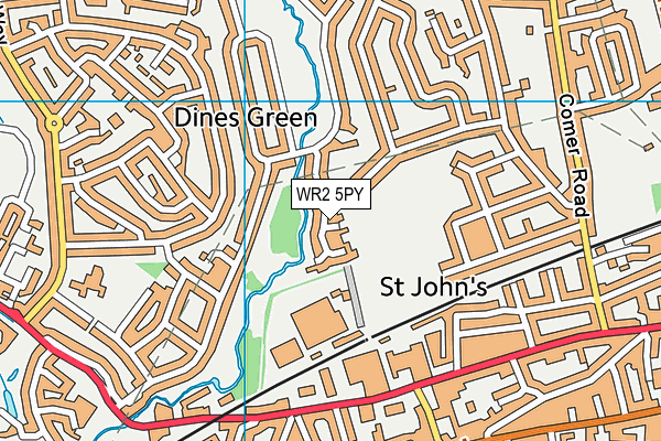 WR2 5PY map - OS VectorMap District (Ordnance Survey)