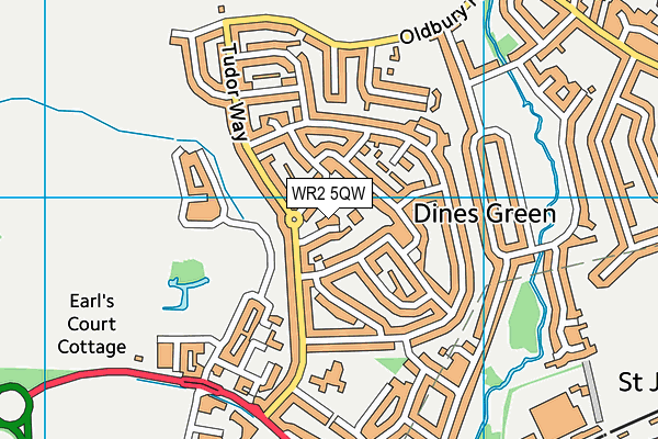 WR2 5QW map - OS VectorMap District (Ordnance Survey)