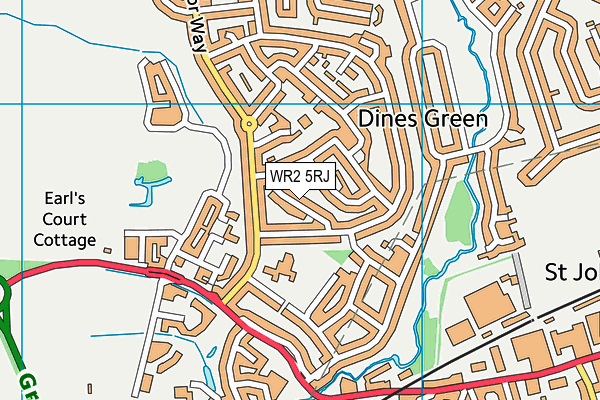 WR2 5RJ map - OS VectorMap District (Ordnance Survey)