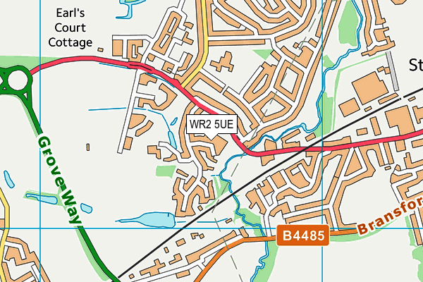 WR2 5UE map - OS VectorMap District (Ordnance Survey)