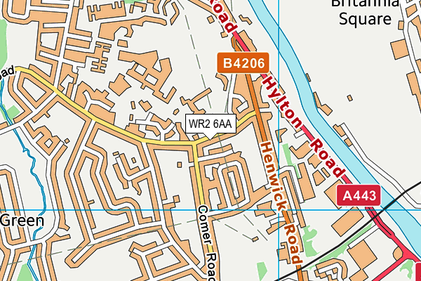 WR2 6AA map - OS VectorMap District (Ordnance Survey)