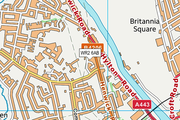 WR2 6AB map - OS VectorMap District (Ordnance Survey)