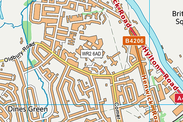 WR2 6AD map - OS VectorMap District (Ordnance Survey)