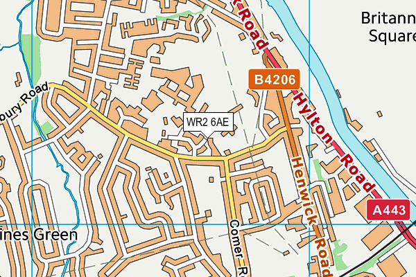 WR2 6AE map - OS VectorMap District (Ordnance Survey)
