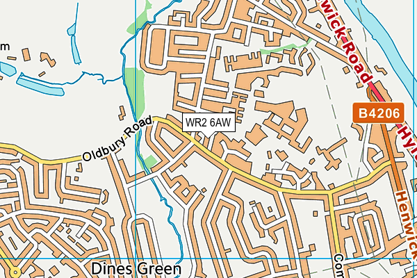 WR2 6AW map - OS VectorMap District (Ordnance Survey)