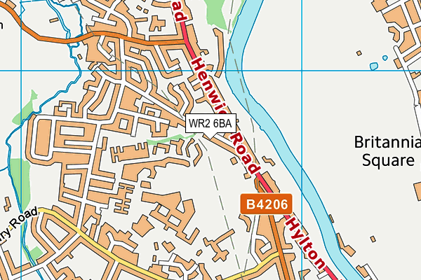 WR2 6BA map - OS VectorMap District (Ordnance Survey)