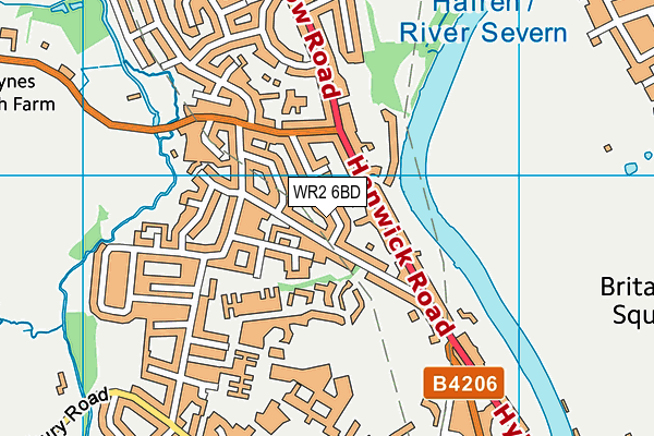 WR2 6BD map - OS VectorMap District (Ordnance Survey)