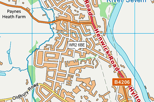 WR2 6BE map - OS VectorMap District (Ordnance Survey)