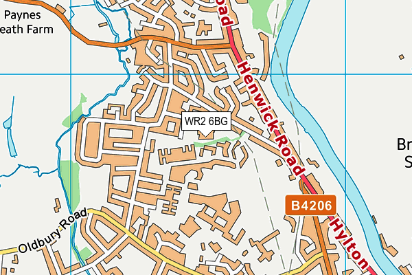 WR2 6BG map - OS VectorMap District (Ordnance Survey)