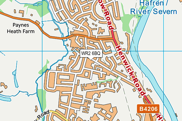 WR2 6BQ map - OS VectorMap District (Ordnance Survey)