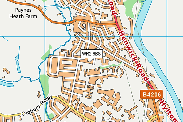 WR2 6BS map - OS VectorMap District (Ordnance Survey)