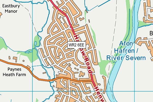 WR2 6EE map - OS VectorMap District (Ordnance Survey)