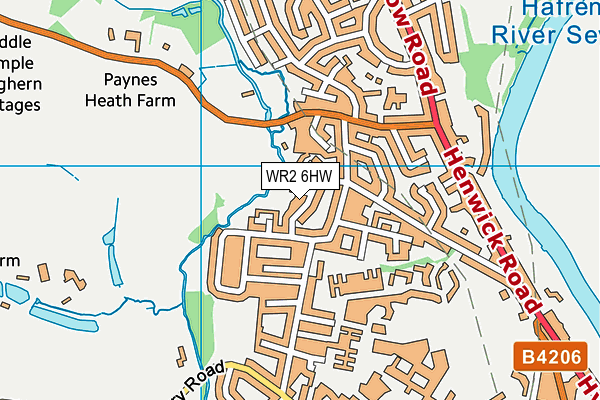 WR2 6HW map - OS VectorMap District (Ordnance Survey)