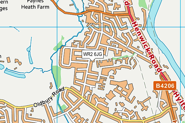 WR2 6JG map - OS VectorMap District (Ordnance Survey)